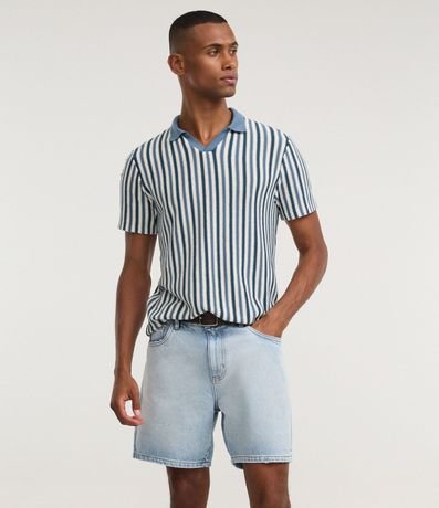 Bermuda Denim/Jeans Liso Reta Loose First Denim 4