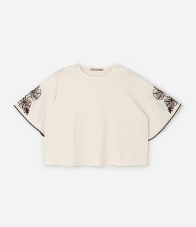 Blusa Boxy con Manga Godê y Bordado Floral Curve & Plus Size 4