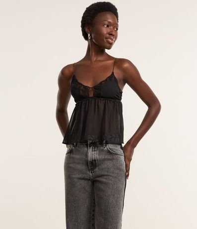 Pantalón Wide Leg en Jeans con Lateral Contrastante 2