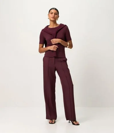 Blusa Básica Ajustada en Rib con Cuello Redondo 3