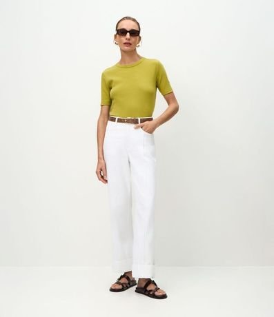 Blusa Básica Ajustada en Rib con Cuello Redondo 2