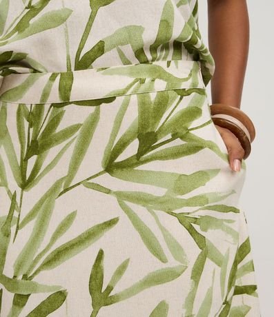 Pollera Midi en Viscolino con Estampado Follaje y Cintura Elástica 5