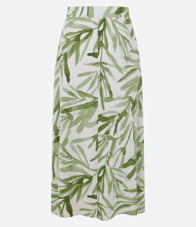 Pollera Midi en Viscolino con Estampado Follaje y Cintura Elástica 8