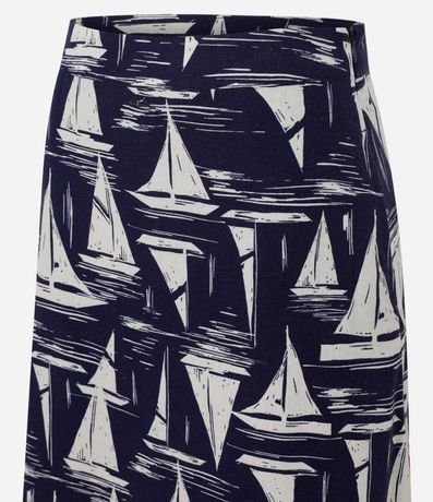 Pollera Midi en Viscolino con Estampado Náutica y Cintura Elástica 7