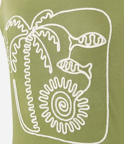 Remera Regular en Viscosa con Bordado Palmeras 6