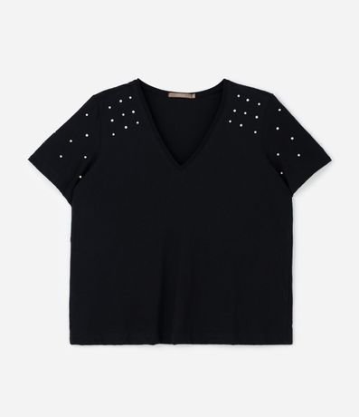 Blusa Regular en Algodón con Aplicación de Strass Curve & Plus Size