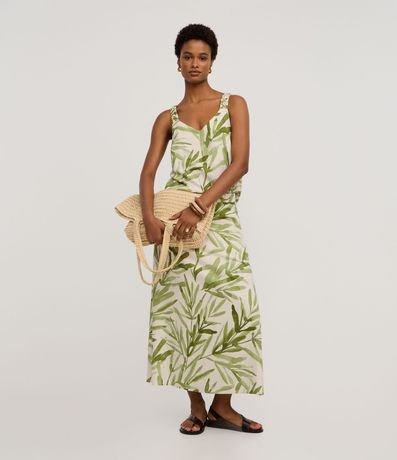 Musculosa en Viscolino con Estampado Follaje y Cuello V 2