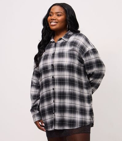 Camisa de Cuadros en Viscosa con Manga Larga Curve & Plus Size