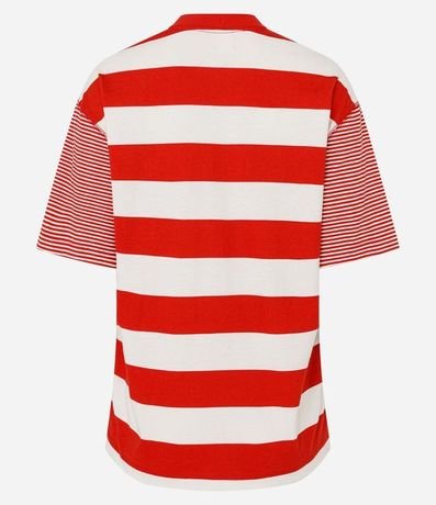 Remera T-Shirt Rayada en Algodón con Costura Aparente 6