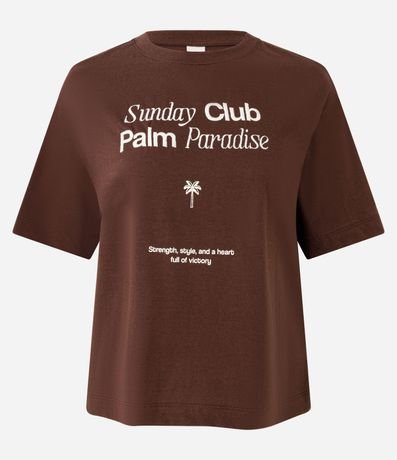 Remera Manga Corta en Algodón con Lettering y Palmera 5
