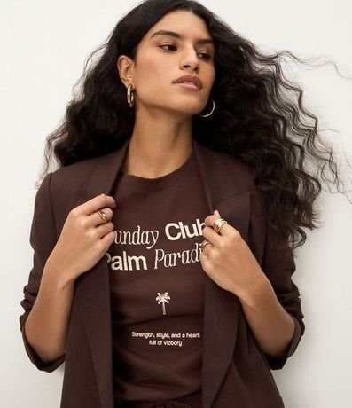 Remera Manga Corta en Algodón con Lettering y Palmera 4