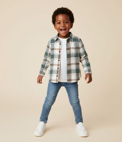 Camisa Infantil en Franela con Estampa de Cuadros – Talle 1 a 6 años 4