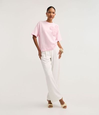 Blusa en Algodón con Flores de Tejido en el Hombro 2