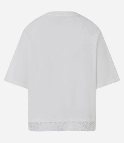 Remera en Algodón con Manga Corta y Detalle Encaje en el Ruedo 2