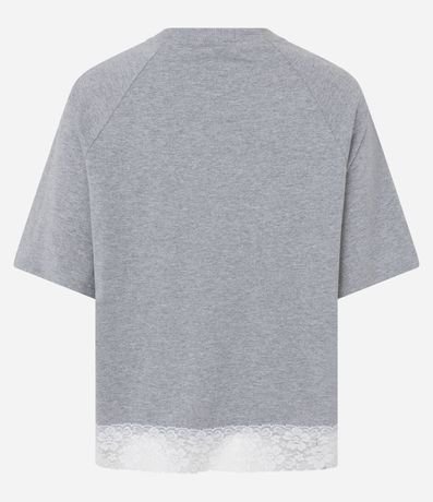 Remera en Algodón con Manga Raglán y Ruedo de Encaje 5