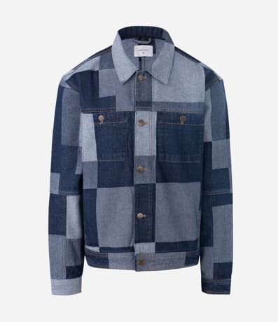 Campera en Jacquard Cuadriculado Patchwork con Bolsillos Delanteros 7