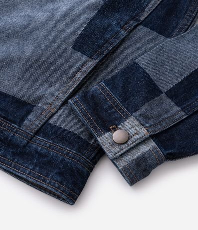 Campera en Jacquard Cuadriculado Patchwork con Bolsillos Delanteros 10