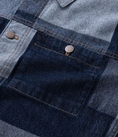 Campera en Jacquard Cuadriculado Patchwork con Bolsillos Delanteros 11