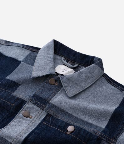 Campera en Jacquard Cuadriculado Patchwork con Bolsillos Delanteros 12