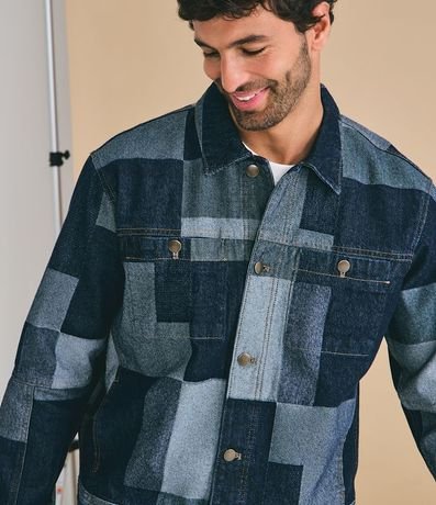 Campera en Jacquard Cuadriculado Patchwork con Bolsillos Delanteros 2