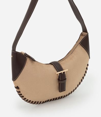 Cartera Baguette Mediana en Gamuza con Metales Light Gold 3