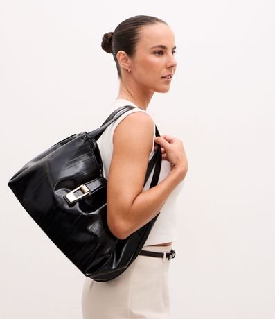 Bolsillo Shopper Grande en PU Texturizado