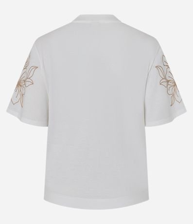 Blusa Slim en Algodón con Bordado Hojas en las Mangas 3