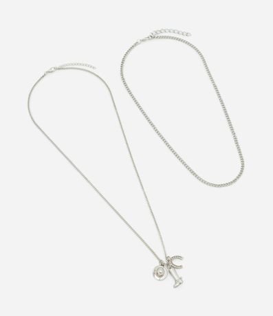 Kit con 02 Collares Cadenas con Colgantes Western en Metal 2