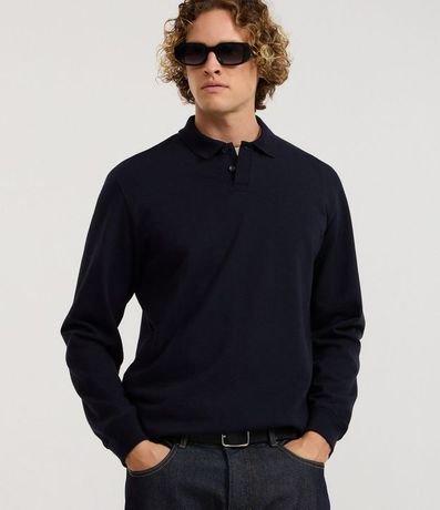 Buzo en Algodón con Cuello Polo