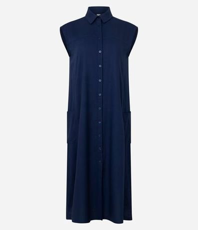 Vestido Chemise Plano en Lino con Botones 5