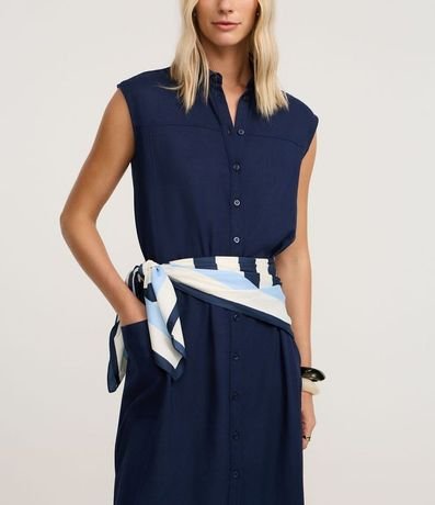 Vestido Chemise Plano en Lino con Botones 4