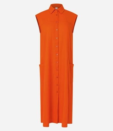 Vestido Chemise Plano en Lino con Botones 5