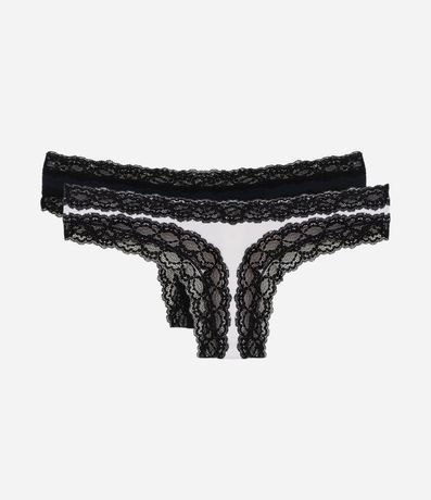 Kit 02 Bombachas Bikini Hilo en Microfibra con Encaje nas Cavas 2