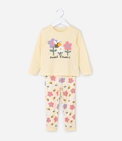 Pijama Infantil con Estampa de Abejas y Flores – Talle 1 a 6 años