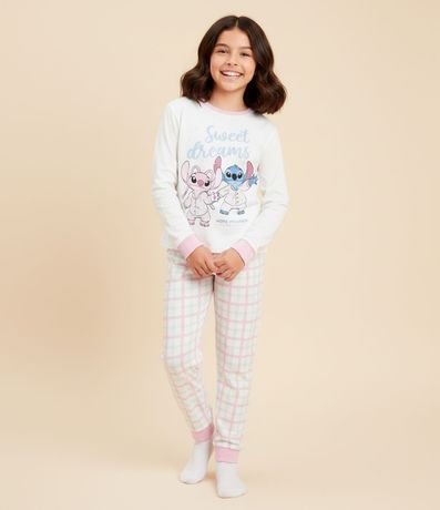 Pijama Infantil Largo con Estampa de Stitch y Angel – Talle 5 a 14