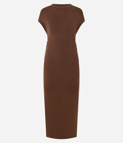 Vestido en Rib con Ombro Caído y Fenda 6