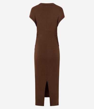 Vestido en Rib con Ombro Caído y Fenda 7