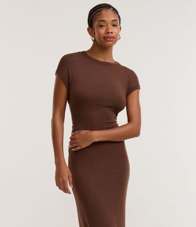 Vestido en Rib con Ombro Caído y Fenda 4