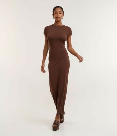 Vestido en Rib con Ombro Caído y Fenda 5