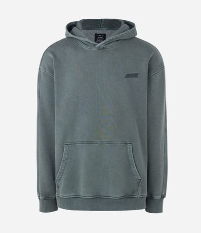 Saco Masculino Algodón Acid Wash Verde Boxy con Capucha 6