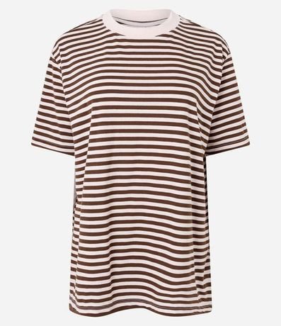 Remera Oversized en Algodón con Estampa Rayada