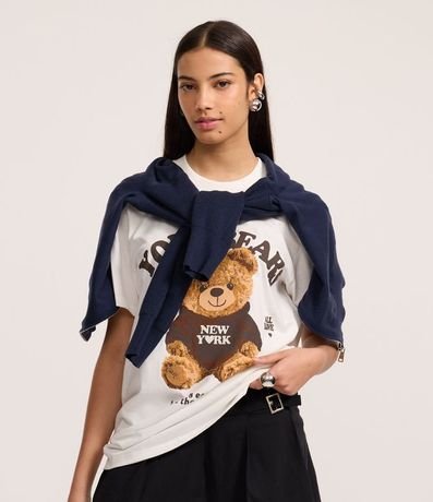 Remera en Algodón con Estampa Oso York Bears