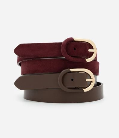 Kit 02 Cintos Medianos con Hebilla Ovalada Revestida