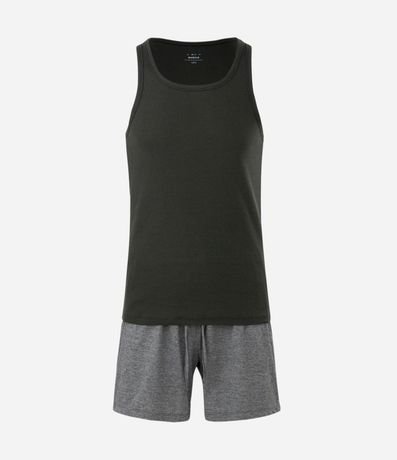 Pijama Corto en Algodón con Musculosa en Lino