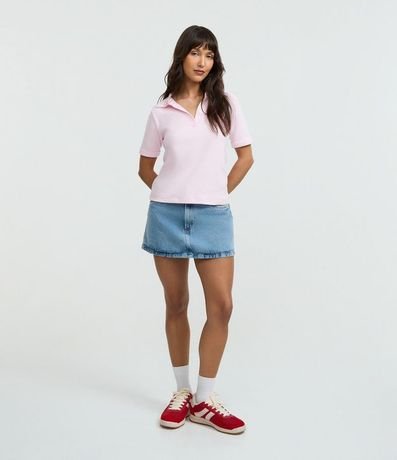 Blusa Polo en Gamuza con Cuello Abierta 2