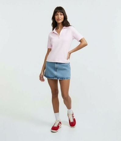 Blusa Polo en Gamuza con Cuello Abierta 4