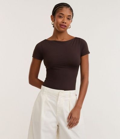 Blusa Manga Corta con Escote Canoa