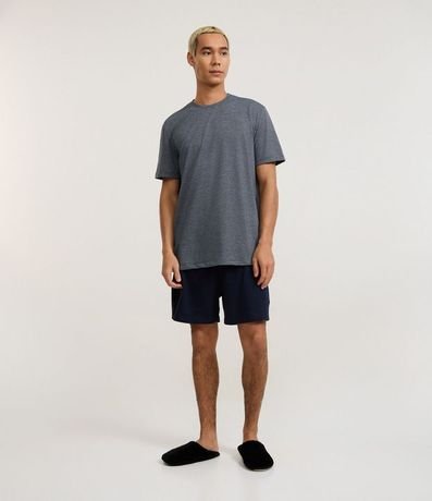 Pijama Corto con Cuello Redondo y Estampa de Rayas