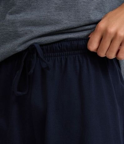 Pijama Corto con Cuello Redondo y Estampa de Rayas 3