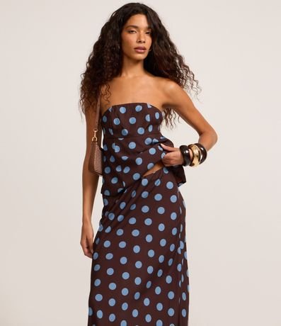 Pollera Long Midi en Viscosa con Estampado de Lunares 2